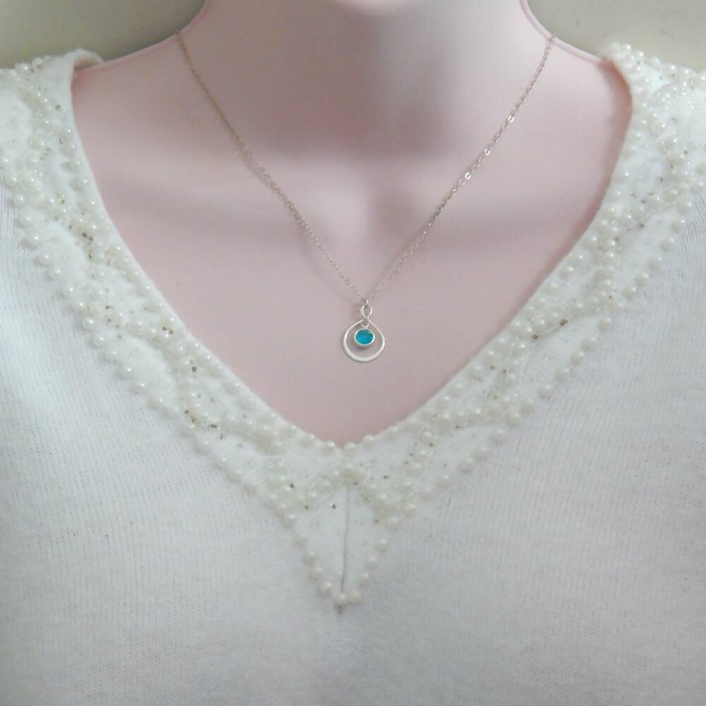 Sterling Silver Birthstone  Necklace Choose Your Birth Month