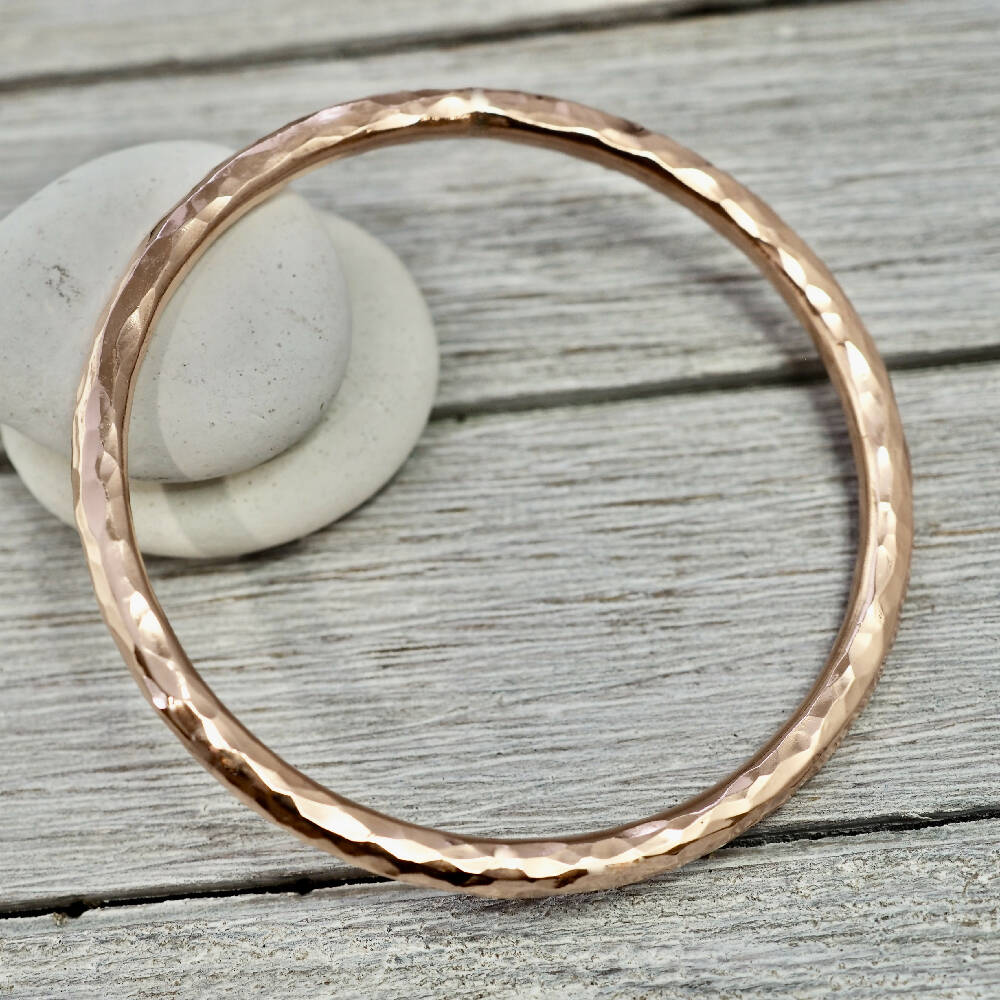 Copper Bangle Material Heavy copper bangle with silver detail | Hammered copper stacking bang
