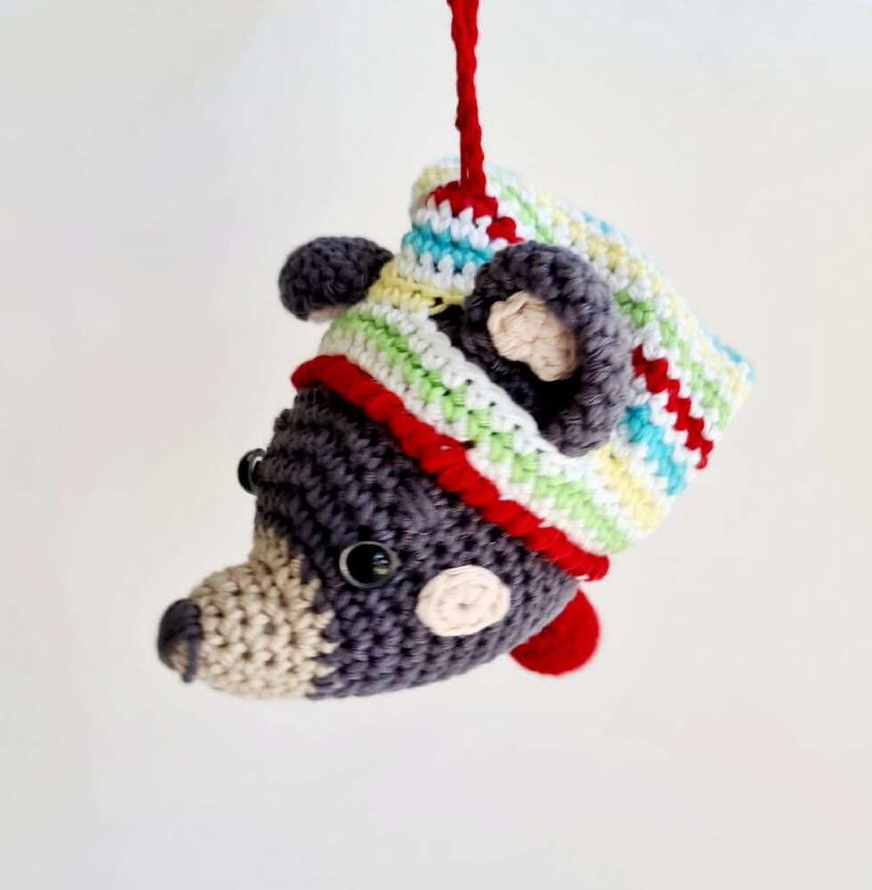 Crocheted Heirloom Aussie Native Animal Christmas Decoration - TASSIE DEVIL