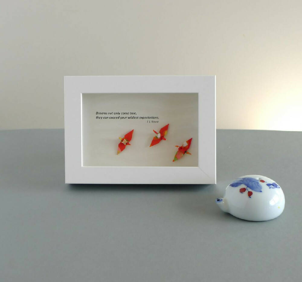 Framed unique gift with quote and good luck cranes