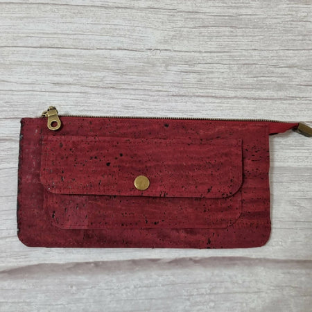 Cork Wallet with Front Flap Pocket Red Wine