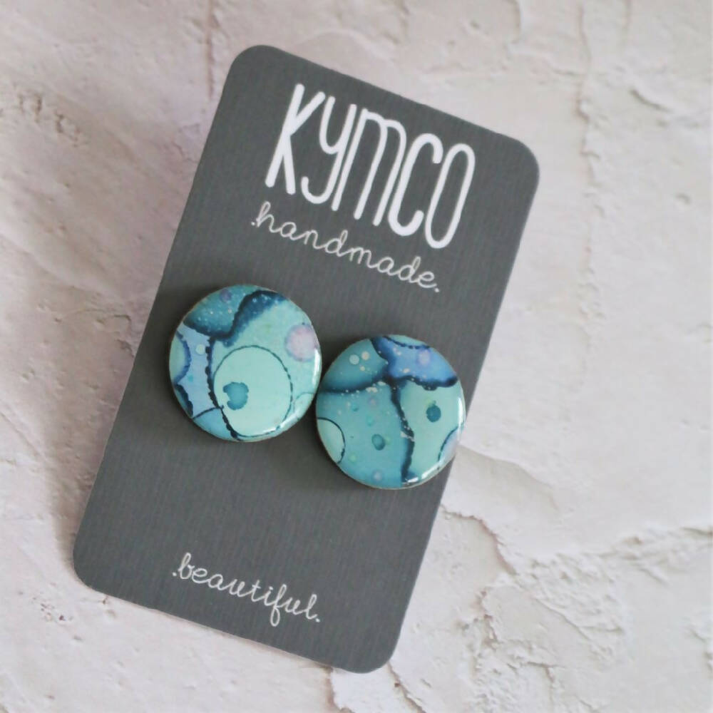 Blue Confetti Collection | Resin statement studs medium earrings | Blue