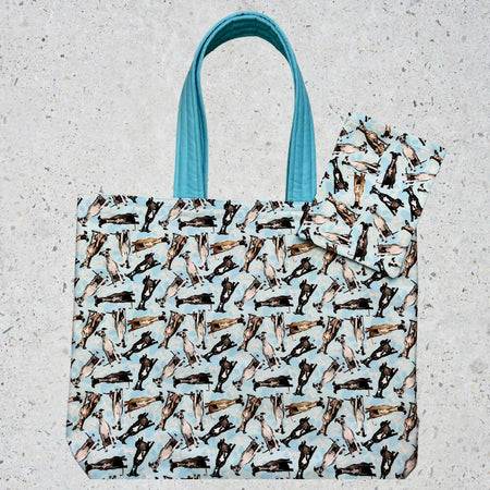 Grocery Tote .. Lined with storage pouch .. Italian Greyhound (mini scale)