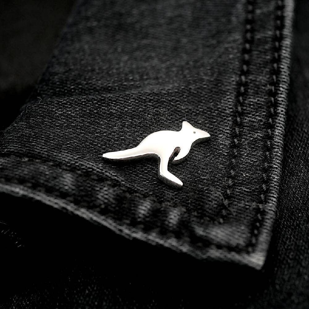 Joey Pin- Handmade Sterling Silver Kangaroo Brooch