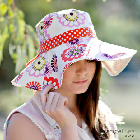 Womens Sun Hat PDF Sewing Pattern Reversible Wide Brim Sunhat