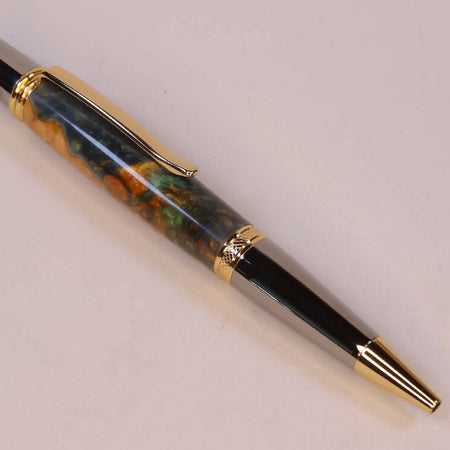 Wood-Resin Green/Gold/Grey Serria pen