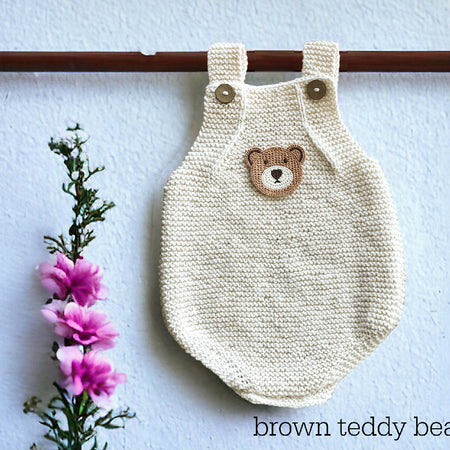 Knitted Baby Romper, Teddy Bear romper.