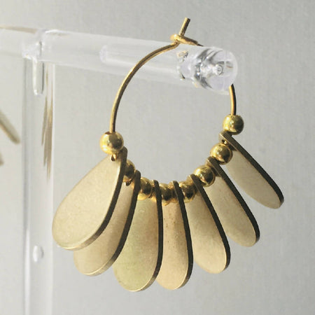 Gold teardrop hoop earrings