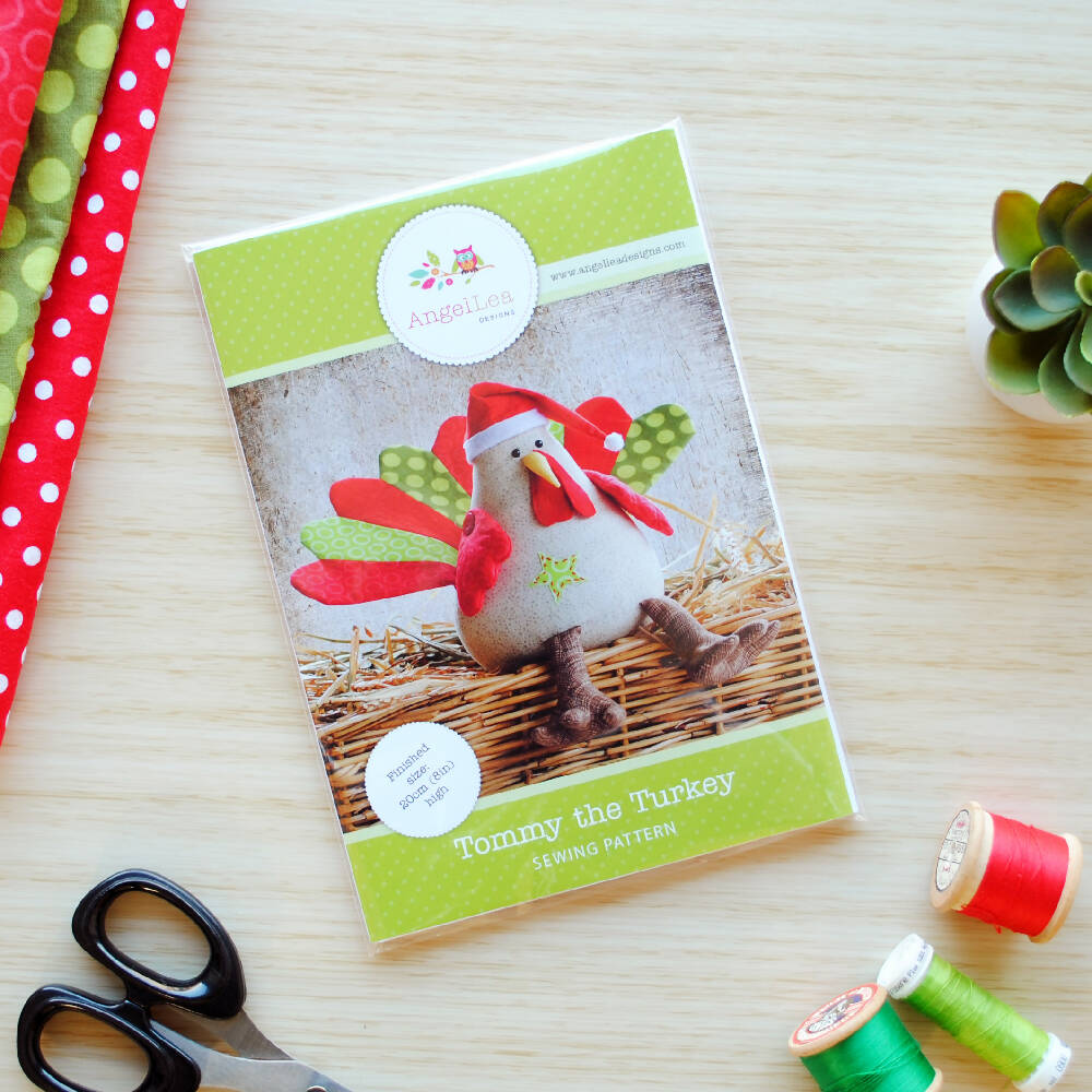 Turkey Soft Toy HARD COPY Paper Sewing Pattern Christmas or Thanksgiving Turkey