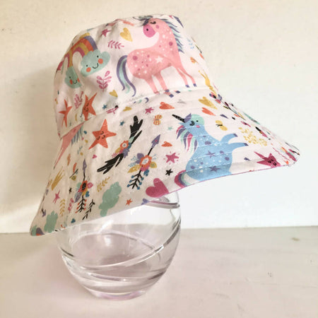 Summer hat in magical unicorn fabric