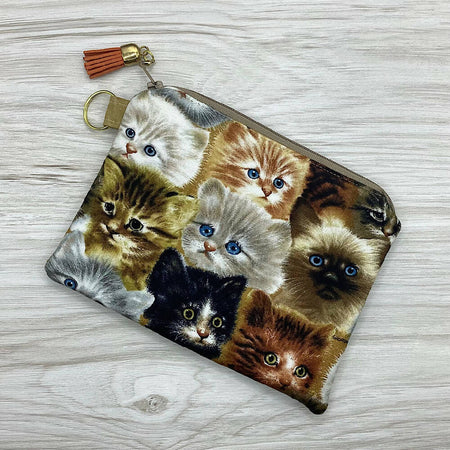 Cute Kittens Zip Pouch (18cm x 13cm). Fully lined, lightly padded