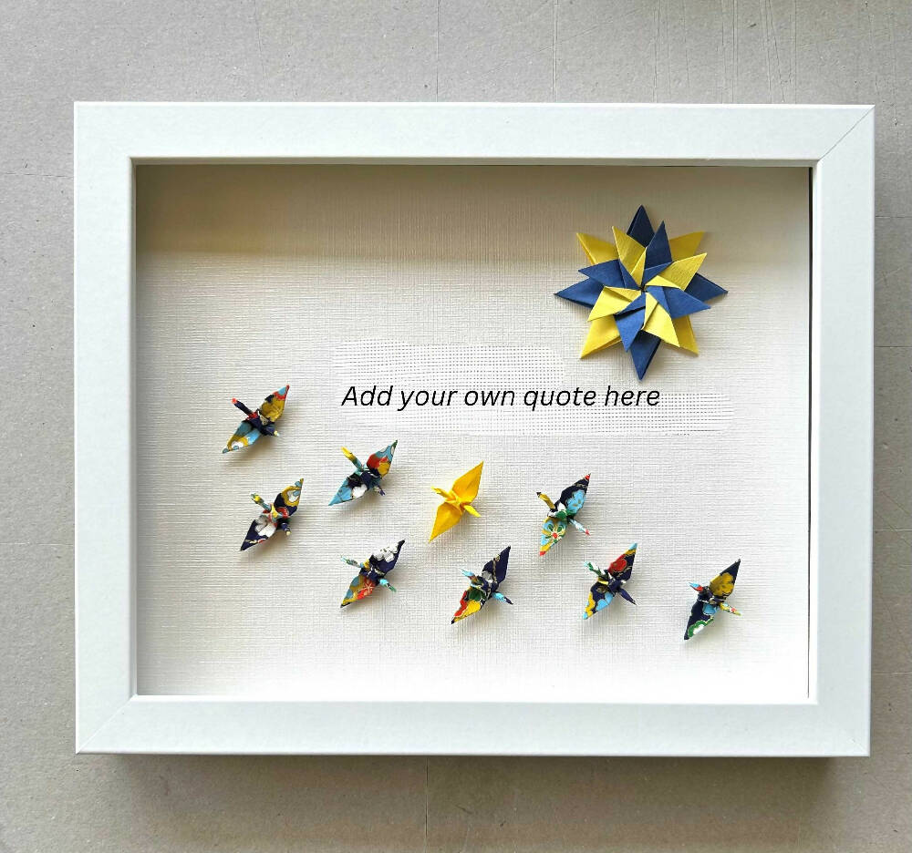 Custom-made gift - framed quote, colour and cranes