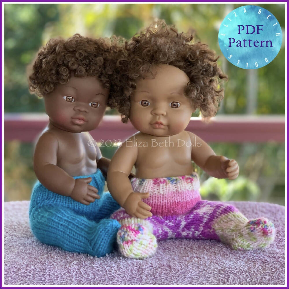 PDF digital download, Miniland 32cm doll clothes, Quick Knit Leggings