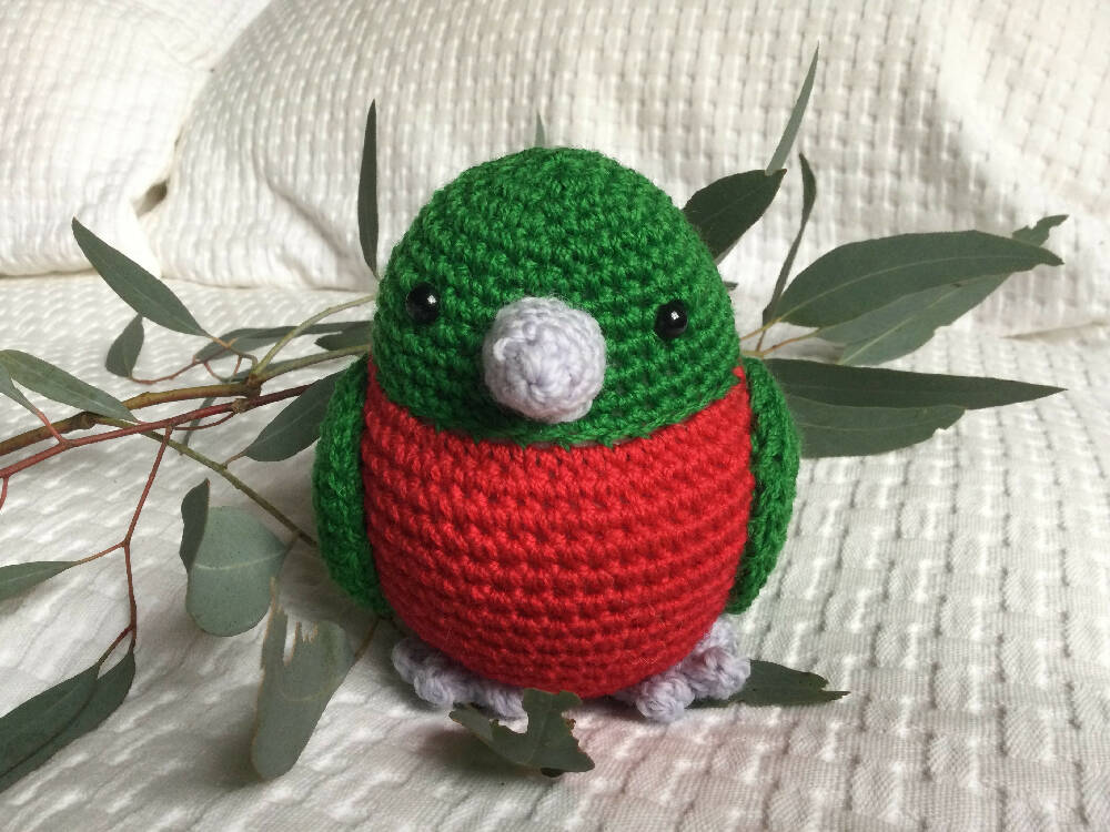 Lge King Parrot - crocheted toy