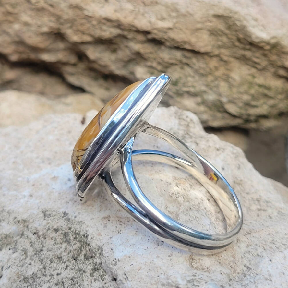 Silver Mookaite Ring Size W