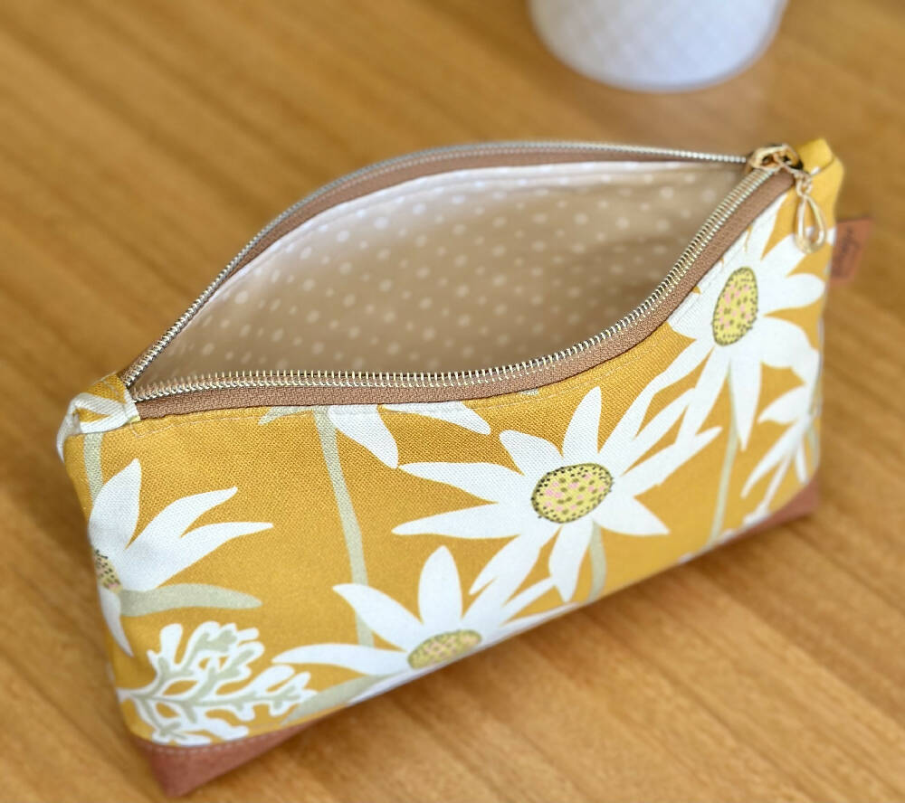 Large Zippered Pouch - Mustard Yellow