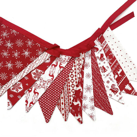 Christmas Bunting - Red Nordic Scandi Style Flags