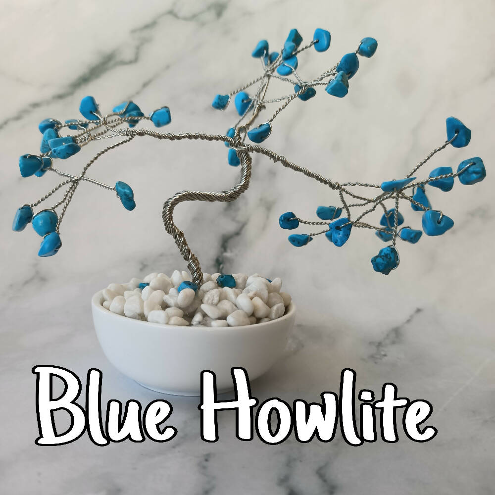 Blue Howlite Mini Gem Tree already made