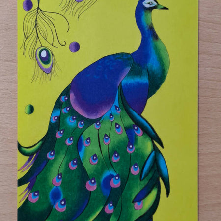 Colourful Peacock, Blank Greeting Card