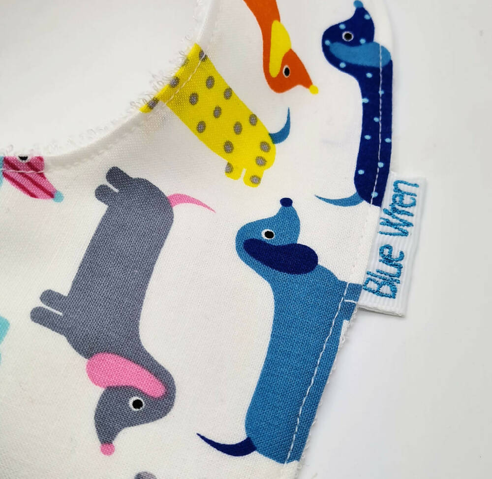 Baby Bib Sausage Dog Cotton Fabric