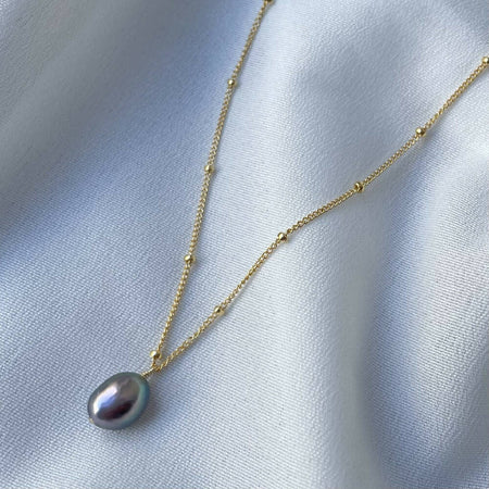 14K Gold filled metallic freshwater pearl bobble chain necklace