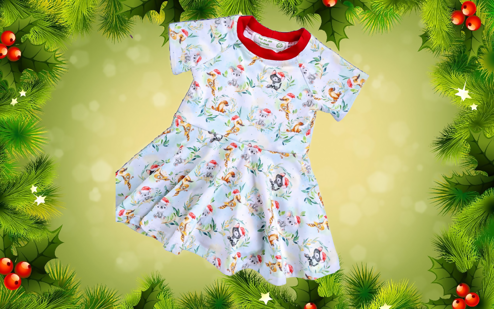 Xmas Dress/Onesie, Baby Girl, Stretch, Aussie Animals, Size 00