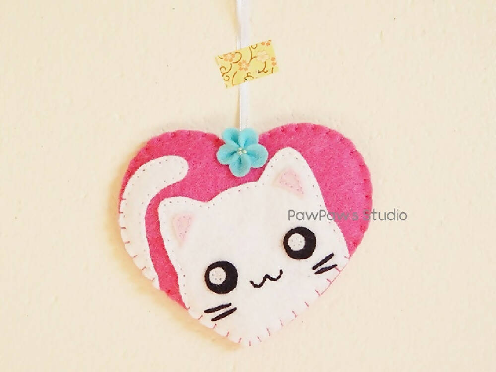 Cat Heart Ornament-Nursery Home Decor-Christmas Gift-Hanging Charm