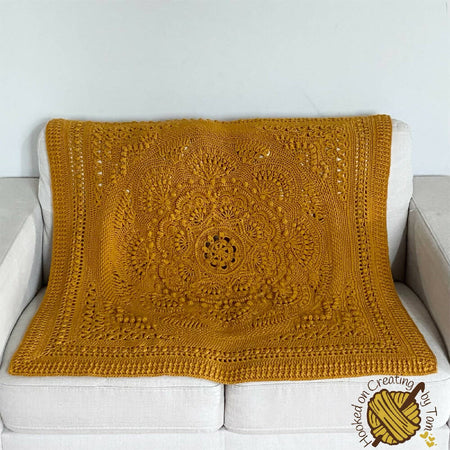 Gold ‘Baby Arcadia’ Heirloom Handmade Baby Blanket 100% Acrylic