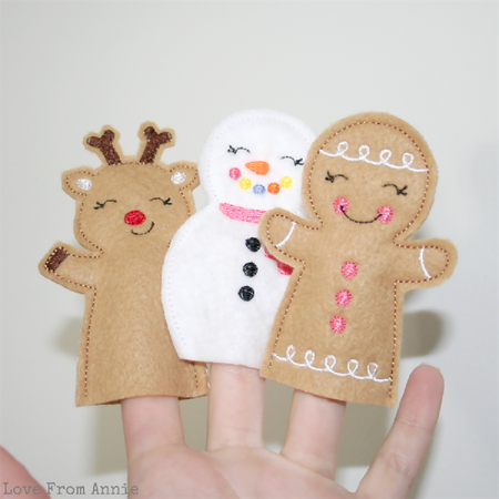 Christmas Finger Puppets Snowman Reindeer Gingerbread