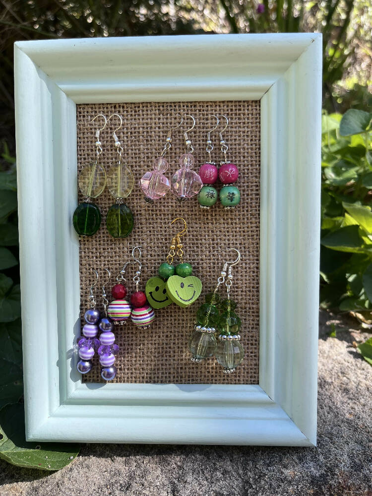 Shabby Chic Jewellery Stand Made from Repurposed Vintage Photo Frame