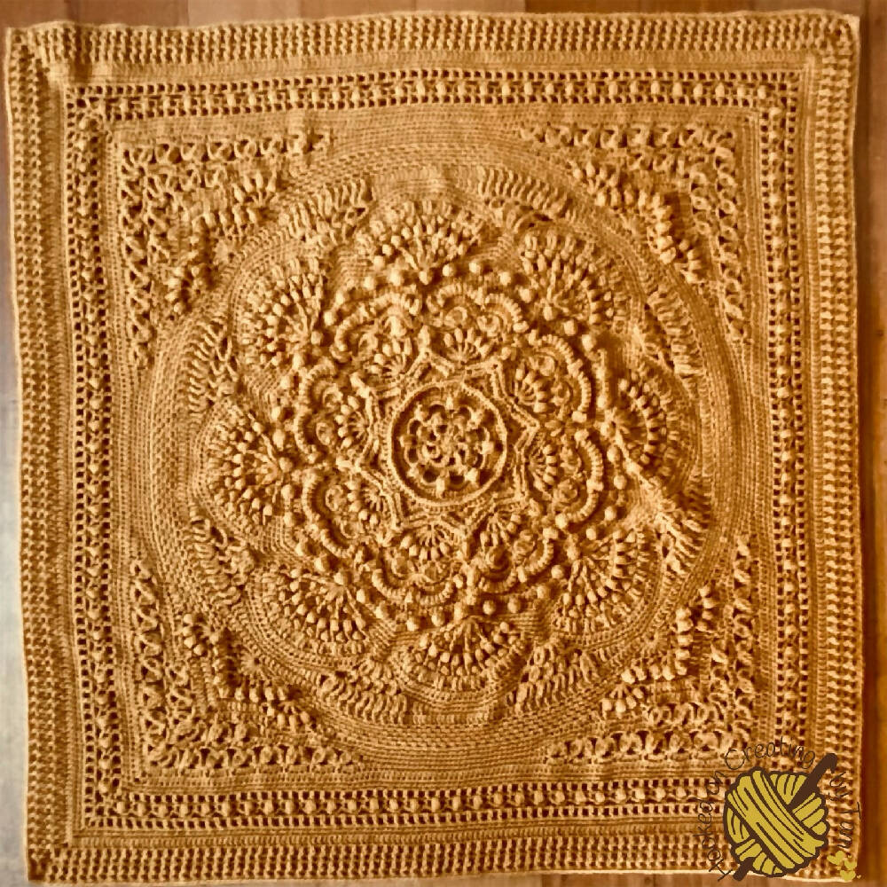 Gold ‘Baby Arcadia’ Heirloom Handmade Baby Blanket 100% Acrylic