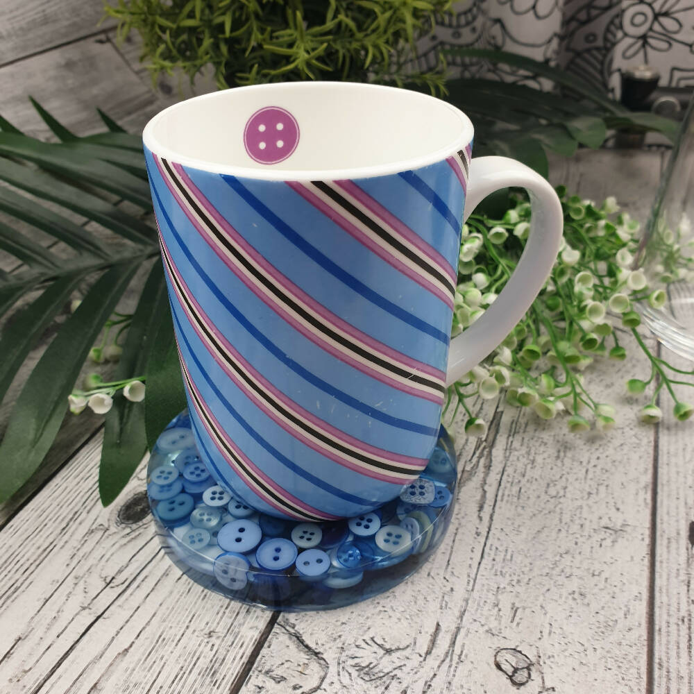 coaster Round flat Blue Buttons Addicted to Buttons (2)