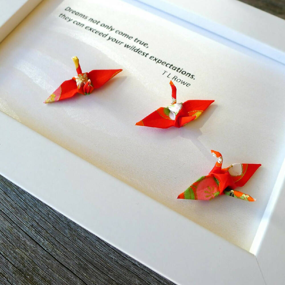 Framed unique gift with quote and good luck cranes