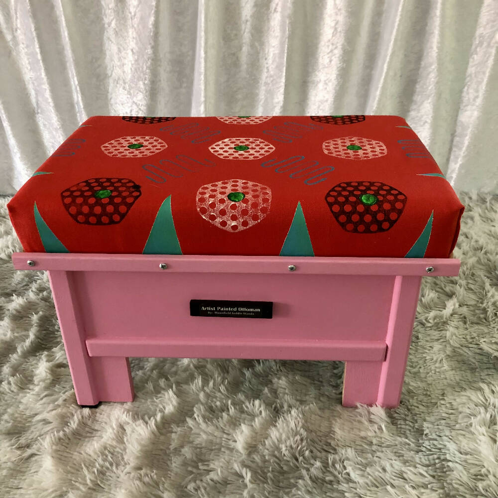 Ottoman storage box 15 - Wooden handmade fabric covered box