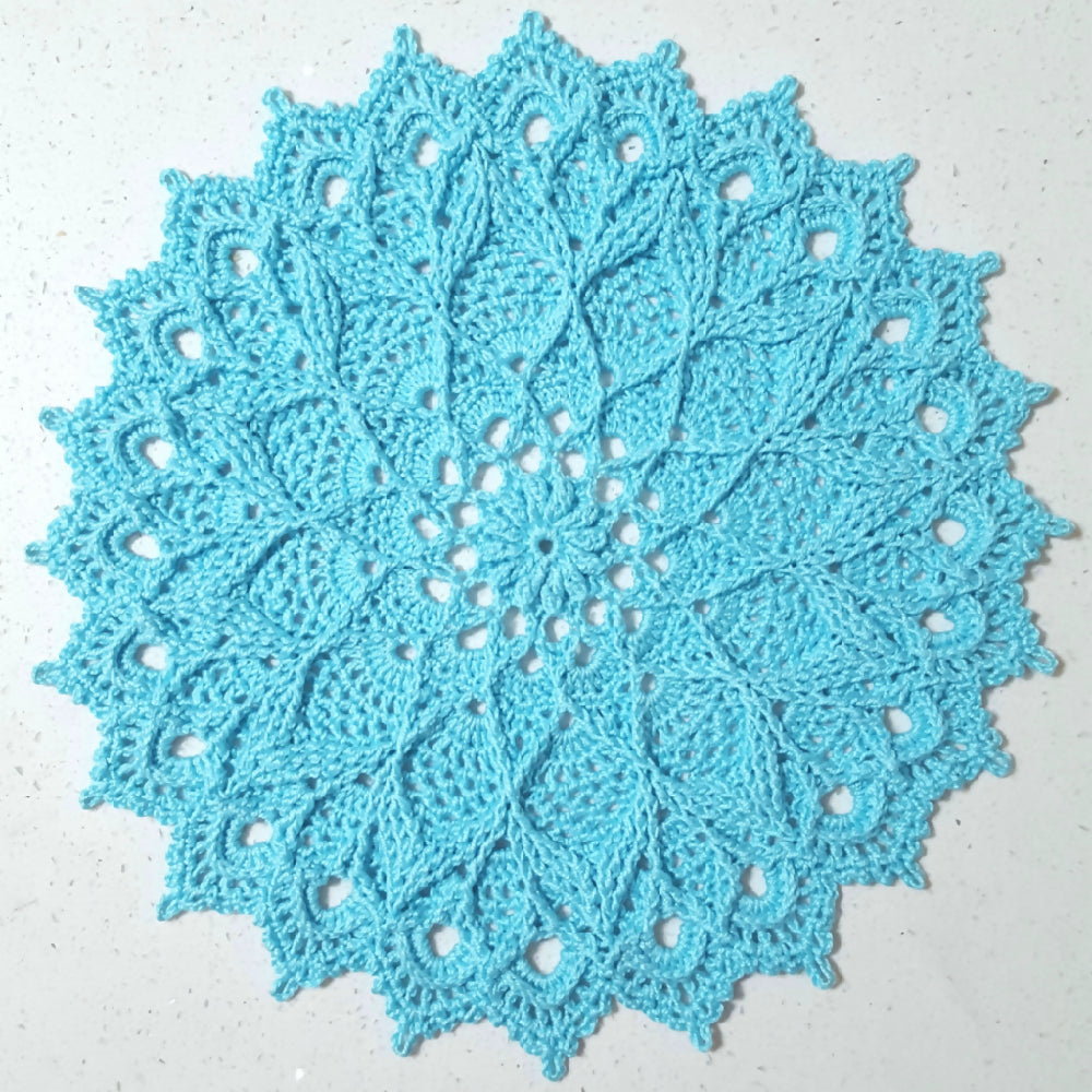 Doily crochet aqua round table decoration centrepiece