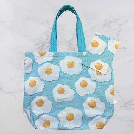 Grocery Tote .. Lined with storage pouch .. Eggs