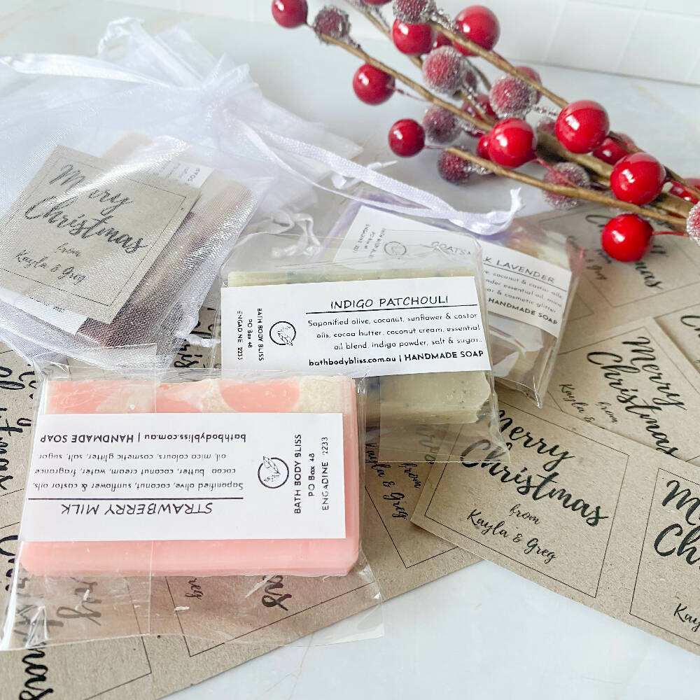 Handmade Guest Soap Slices with Personalised Christmas Tag