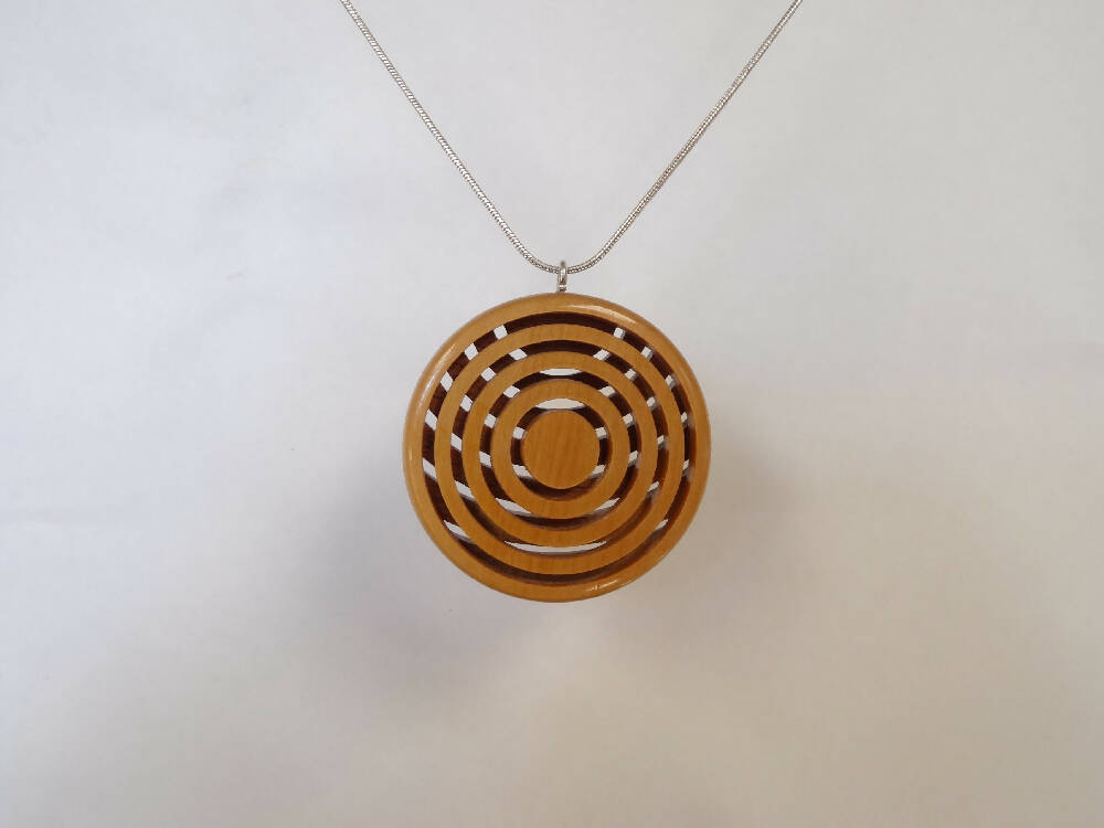 Wooden Pendant Double Sided Lattice Style See Through Pendant