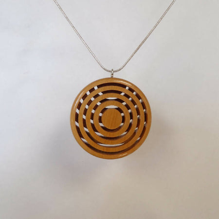 Wooden Pendant Double Sided Lattice Style See Through Pendant