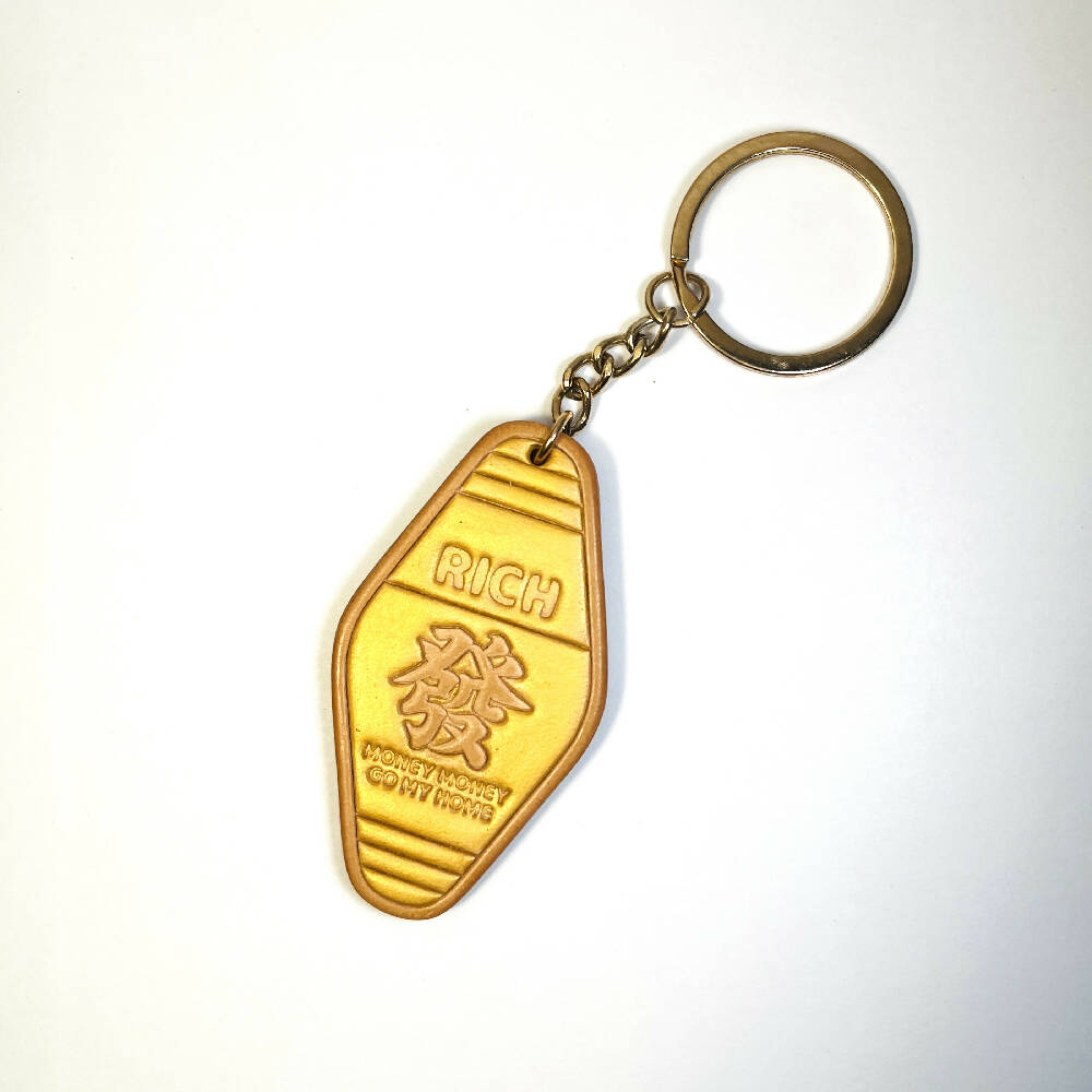 Rich Keychain |Veg tanned Leather | Hand-painting |LOA |Gift