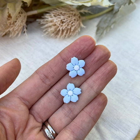 Flower Stud Earrings - Blue