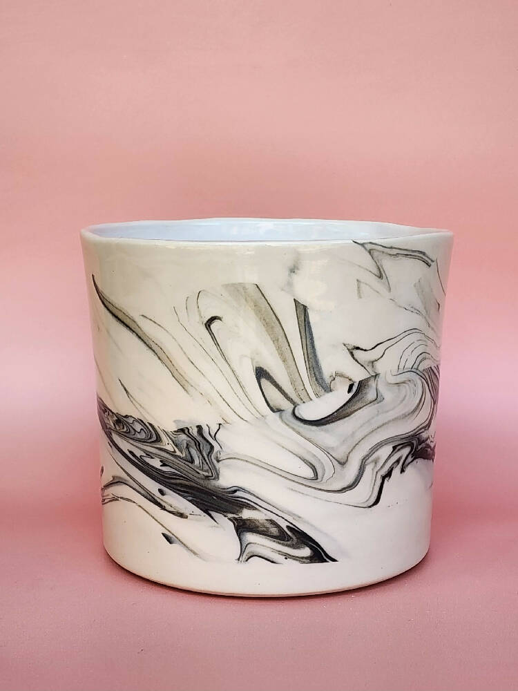 Handmade Ceramic Cover Pot - Marble Glaze