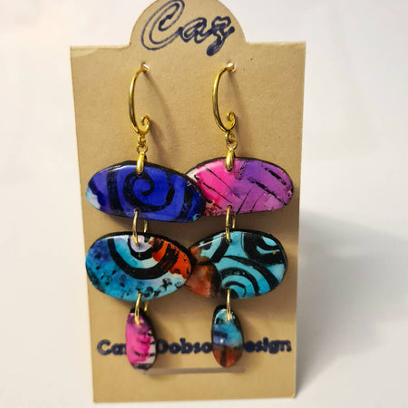 Colourful 3 dangle earrings