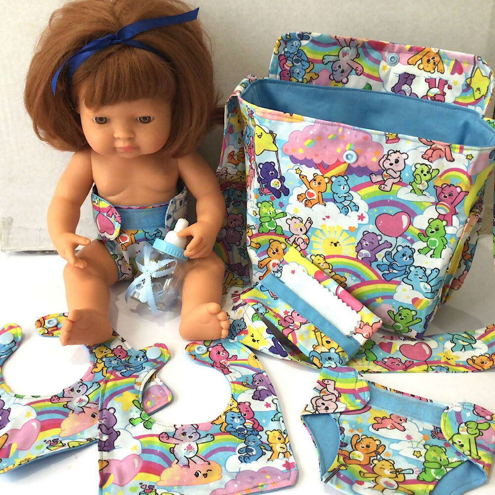 Nappy Bag and accessories for Baby Doll #3 Care Bears white