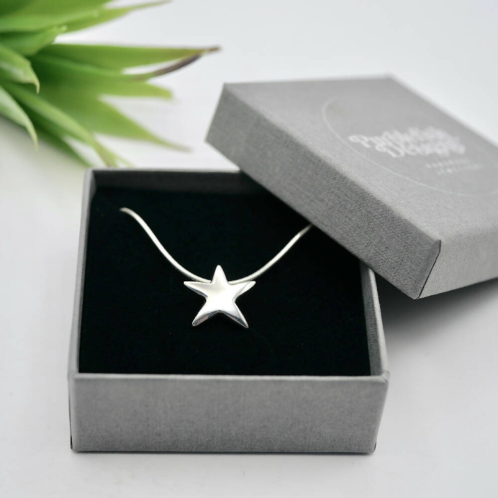 Star - Handmade Sterling Silver Pendant with Snake Chain