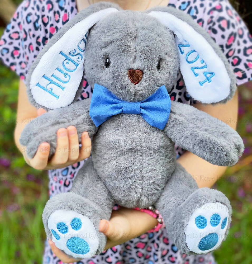 Easter Gift, Childrens Easter, Bunny Plushie, Named Bunny Plushie, Custom Made Bunny, Easter Bunny, Jointed Faux Fur Bunny, New baby Easter gift, Handmade Australia