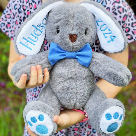 Personalised chunky bunny plushie, Children's Easter gift, Made to order