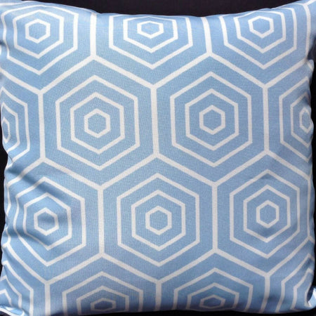 Outdoor blue and white geometric cushion cover