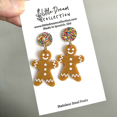 Acrylic gingerbread man earrings