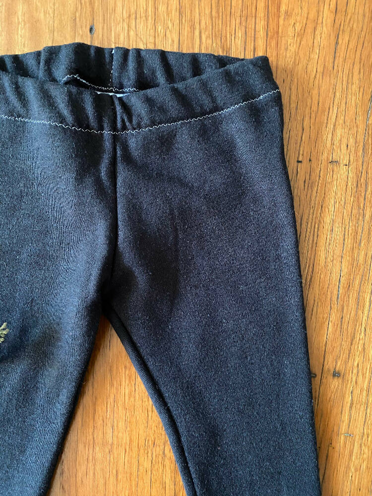 Winter pants - black / organic cotton hemp fleecy pants / 1 - 3 years